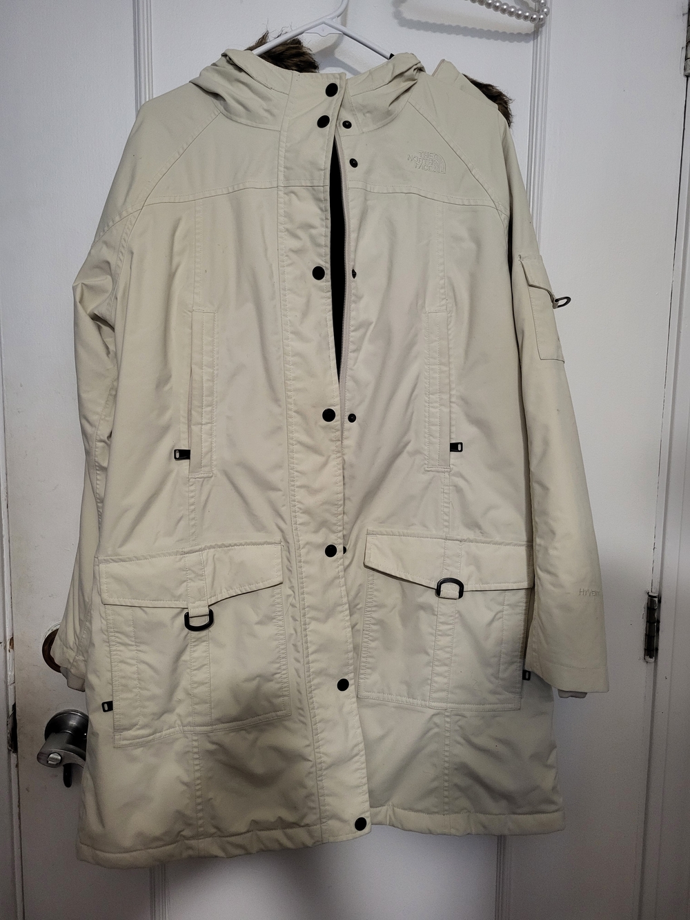 The North Face Brooklyn Down Parka Jacket Coat Cream Beige Women’s Size L